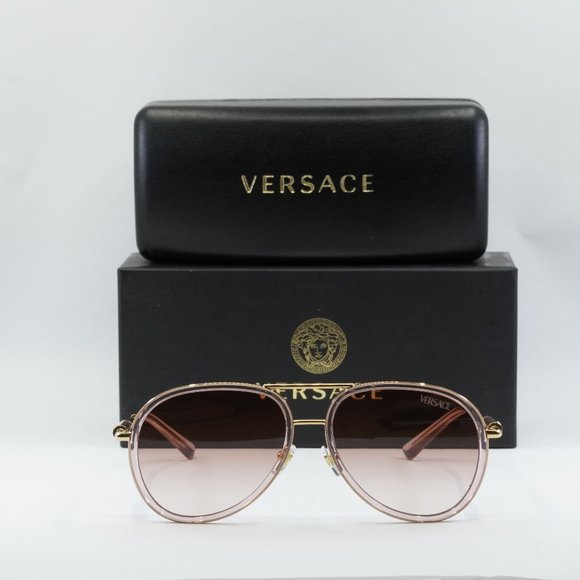 FINAL PRICE NEW VERSACE VE2260 100213 BROWN PINK GRADIENT SUNGLASSES - Picture 2 of 10